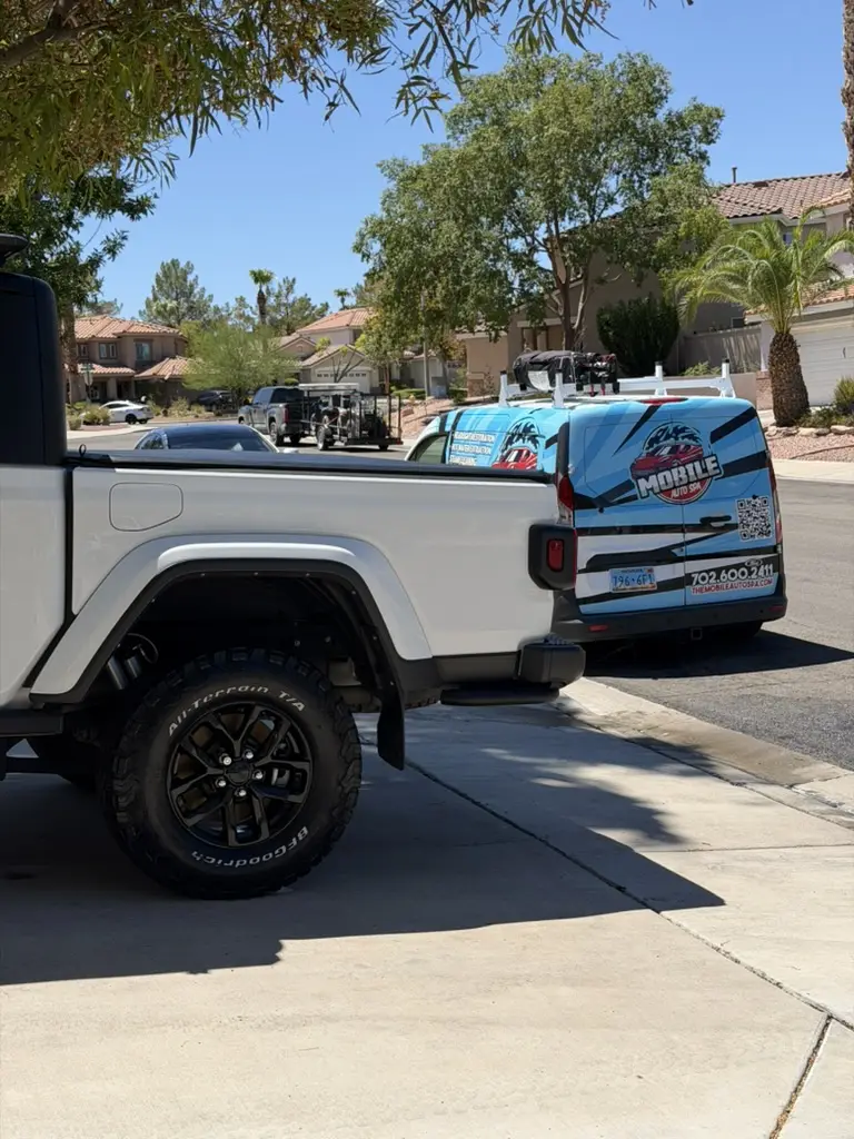Mobile Auto Spa van servicing a Jeep Gladiator Las Vegas mobile detailing